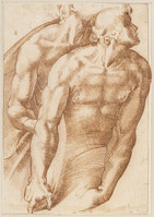 A+ 017
<br/>
Twee mannelijke naakten, halffiguur
<br/>
<em>Passerotti, Bartolomeo (1529-1592) - navolger van</em>